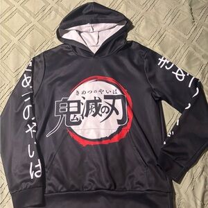 Black Anime Graphic Hoodie - demon slayer
